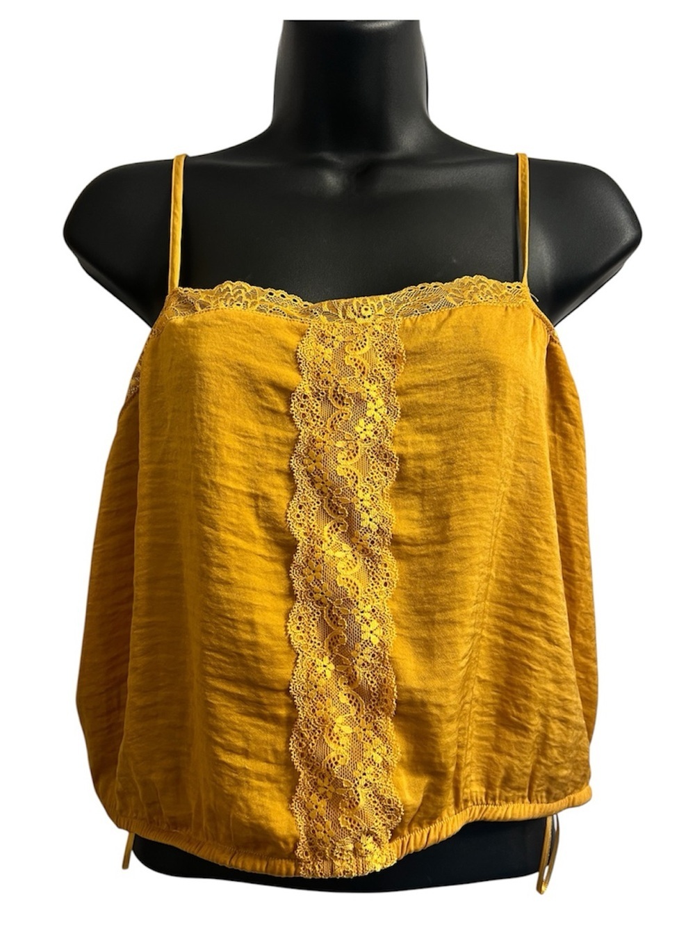 Hippie Rose Crop Gold Yellow Tank Sz L NWT
